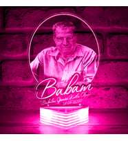 Kişiye Özel Babaya Hediye, Fotoğraflı 3D Lamba (Pembe)