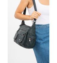 Y.S.Deri Kadın Çapraz Askılı Postacı Omuz Çantası Vegan Deri 25*20 Cm Bayan Omuz Çantası Çok Cepli (Petrol)