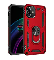 Apple iPhone 12 Mini Uyumlu Kılıf Standlı Manyetik Yüzüklü Military Magnetic Ring Polycarbonate and TPU Case (Kırmızı)