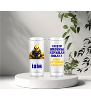 2'Lİ TARAFTAR RAKI-MEŞRUBAT BARDAĞI (Sarı-Lacivert)