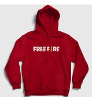 Presmono Unisex Beyaz Logo Free Fire Kapüşonlu Sweatshirt 233551tt (Kırmızı)