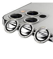 Apple iPhone 11 Pro CL-06 Renkli Taşlı Kamera Lens Koruyucu (Gümüş)
