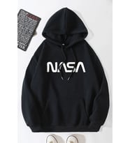Unisex Nasa Baskılı Sweatshirt (Siyah)