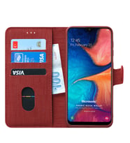 Microsonic Samsung Galaxy A30 Kılıf Fabric Book Wallet (Kırmızı)