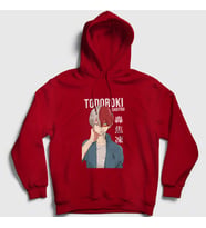 Presmono Unisex Kırmızı Shotou Anime Boku No Hero Academia Kapüşonlu Sweatshirt 129130tt (Kırmızı)