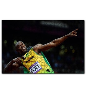 Cakapuzzle Usain Bolt Jamaika Sprint Sporları 2012 Londra  Puzzle Yapboz MDF (Ahşap) (500 Parça)