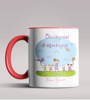 Kişiye Özel Okul Öncesi Öğretmeni Tasarımlı Siyah Renk Kupa 5 (Kırmızı)