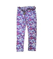 Pıtırık P00029 Çocuk Kız Desenli Likralı Kot Pantolon - Sarı (Mor)