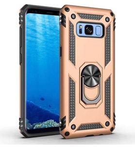 Galaxy S8 Kılıf Zore Vega Yüzüklü Standlı Zırh Kılıf (Gold)