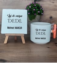 İyi Ki Varsın Dede Hediye Seti Kupa Bardak T Kulplu ve Dekoratif Taş Dedeye Doğum Günü Hediyesi (Model 7)