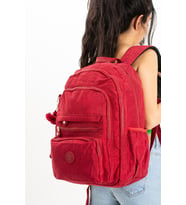 Unisex Sırt Çantası Hafif Yağmur Geçirmez Klinkır Kumaş Laptop Bölmeli Seyahat Çantası 43*30 Cm (Bordo)