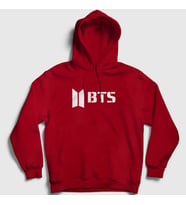 Presmono Unisex Gri Logo Bts Kapüşonlu Sweatshirt 22435tt (Kırmızı)