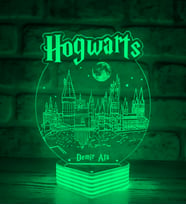 Kişiye Özel Harry Potter Hogwarts Kalesi  3D LED Lamba (Yeşil)