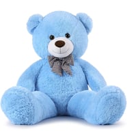 100 cm Papyonlu Peluş Ayı - % 100 Yerli İmalat - Sevgiliye Özel Pelüş Ayıcık (Açık Mavi)