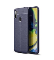 Galaxy M11 Kılıf Zore Niss Deri Desenli Silikon Kılıf (Lacivert)