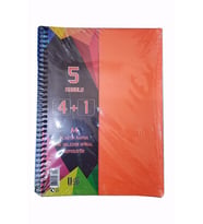 4+1 defter Plastik Kapak Spralli A4 4 kare 1 çizgili 125 Yaprak (Turuncu)