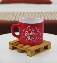BK Gift Kişiye Özel İsimli Renkli Middle Çay & Kahve Fincanı-6(14 Renk Seçeneği), Arkadaşa Hediye, Sevgiliye Hediye, Doğum Günü Hediyesi (Kırmızı)