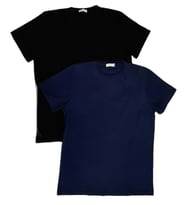 Erkek Slim Fit Dar Kesim Bisiklet Yaka Kısa Kol Pamuklu 2'li Tişört Paketi (Siyah-Lacivert)