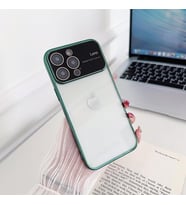 İphone 15 PRO Kamera Lens Korumalı Kenarı Renkli Luxury Şeffaf Kılıf (Yeşil)