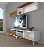 Decoraktiv Eko 5200 Mdf Retro Tv Ünitesi Tv Sehpası (Beyaz - Ceviz)
