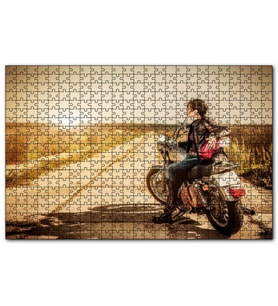 Cakapuzzle Motorcu Gezgin Kız Görseli  Puzzle Yapboz MDF (Ahşap) (255 Parça)
