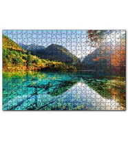 Cakapuzzle Güneş Göl Dağ Orman Manzarası Görseli  Puzzle Yapboz MDF (Ahşap) (500 Parça)