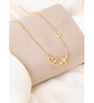 925 AYAR GÜMÜŞ KİŞİSELLEŞTİRİLMİŞ HARF UÇAK KOLYE (Gold)