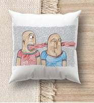 BK Gift Modern Art Tasarımlı Beyaz Kırlent Yastık, Ev Hediyesi, Ev Dekorasyonu, Dekoratif Hediye (Model 10)