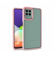 Galaxy A22 4G Kılıf Zore Flora Buton,Kenar Çevresi Renkli Kılıf (Rose)