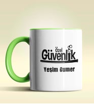 Kişiye Özel Özel Güvenlik Tasarımlı Turuncu Kupa Bardak (Yeşil)