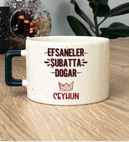 Kişiye Özel Efsaneler Şubatta Doğar Hediye Lüks Fincan Doğum Günü Hediyesi (Koyu Yeşil)