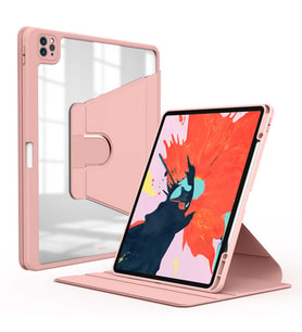 Apple iPad Pro 12.9 2022 M2 Kılıf Nayn Dönebilen Standlı Kılıf (Pembe)
