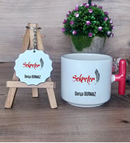Kişiye Özel Sekreter Hediye Seti Kupa Bardak T Kulplu ve Anahtarlık Sekretere Hediye (Model 1)