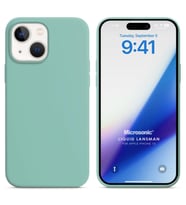 Microsonic Apple iPhone 15 Kılıf Liquid Lansman Silikon Mor (Su Yeşili)