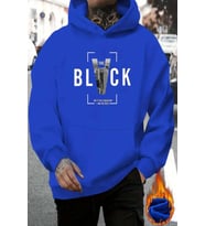Black Baskılı  Pamuklu Oversize Sweatshirt (Mavi)