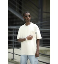 Oversize Pamuklu Bisiklet Yaka Cepli Likralı Erkek Yazlık T-shirt (Boş)