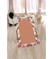 EVDEYA Dijital Baskılı Yıkanabilir Çiçekli Hediyelik Namazlık Seccade 70x130cm, Seccade-24-gri, (Kahverengi)
