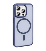 Vendas iPhone 15 Pro Max Kılıf Magsafe Şarj Özellikli Mat Arka Yüzey Zore Sio Kapak (Lacivert)
