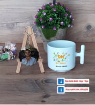 SMM Mali Müşavir Kupa Bardak Beyaz ve Fotoğraflı Ahşap Anahtarlık HediyeMuhasebeciler Günü Hediyesi (Model 12)