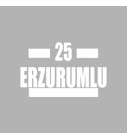 25 Erzurumlu Araba Sticker siyah 16x9 CM (Beyaz)