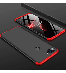 Xiaomi Mi 8 Kılıf Zore Kamera Korumalı 360 Tam Koruma Ays (Siyah-Kırmızı)