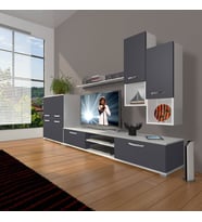 Decoraktiv Eko 6DA Mdf Dvd Tv Ünitesi Tv Sehpası (Beyaz - Antrasit)