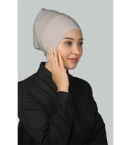 Hazır Pratik Geçmeli Uzun Boru Tesettür Bonesi (Koyu Krem)