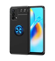 Oppo Reno A74 4G Kılıf Yüzüklü Magnetli Ravel Case (Siyah-Mavi)