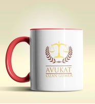 Kişiye Özel Avukat 5 Tasarımlı Turuncu Kupa Bardak (Kırmızı)