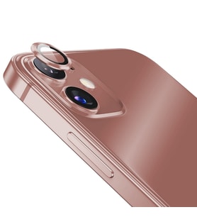 BİNANO Mini Metal Ring Iphone 11/12/12 Mini Lens Koruyucu 2'li Takım (Kırmızı-Rose Gold)