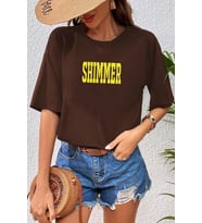 Unisex Shimmer Baskılı T-shirt (Kahverengi)