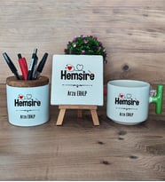 Hemşire Hediye Sepeti Kupa Bardak T Kulplu, Kalemlik ve Dekoratif Taş Tıp Bayramı Hemşireler Günü Hediyesi (Model 8)
