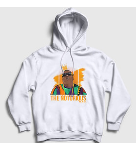 Presmono Unisex Beyaz King The Notorious BIG Kapüşonlu Sweatshirt 40984tt (Beyaz)