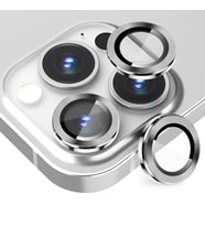 ALLY iPhone 14 Pro-14 Pro Max 3D Metal Çerçeveli Kamera Lens Koruyucu (Gümüş)